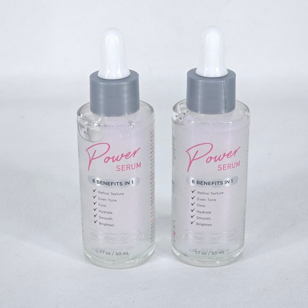 Global Beauty Care Power Serum 6-in-1 Benefits Hyaluronic Niacinamide 1.7oz 2pk